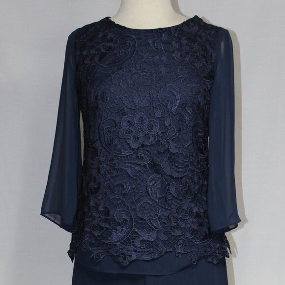 Eva USA Ladies Formal Pant Suit Set-#3289-SIZE 4X - NAVY BLUE-New With Tags - Picture 3 of 3